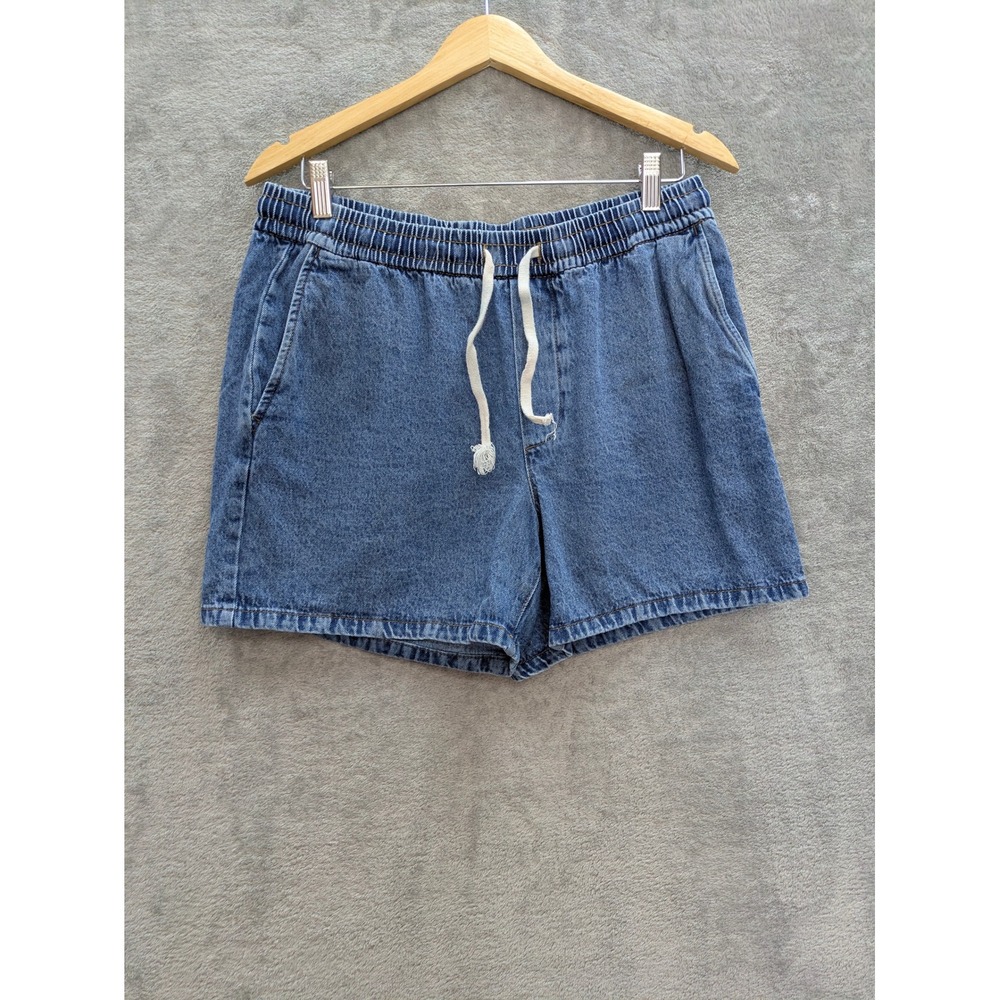 Womens Denim Shorts Medium Drawstring Elastic Waist Pull On